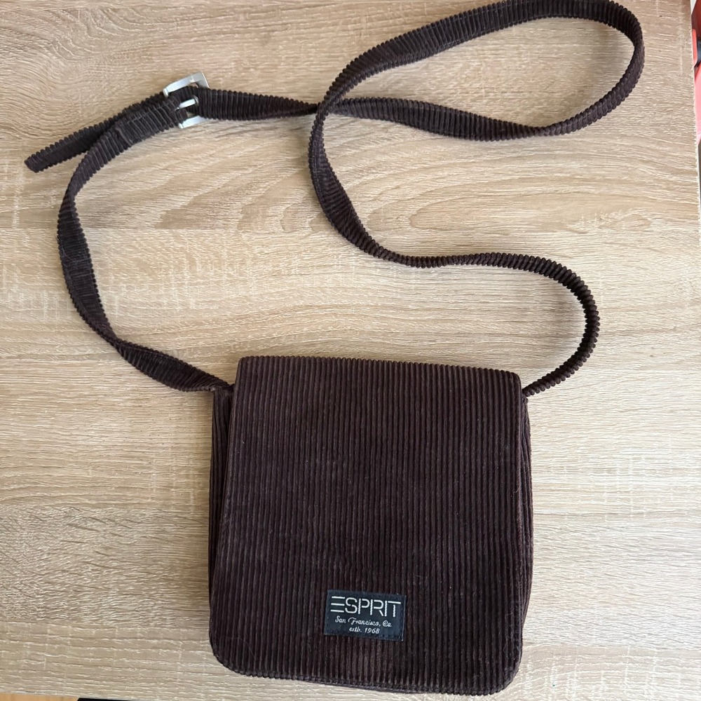 Esprit Brown Corduroy Crossbody Bag Vintage 90s San Francisco Flap Messenger